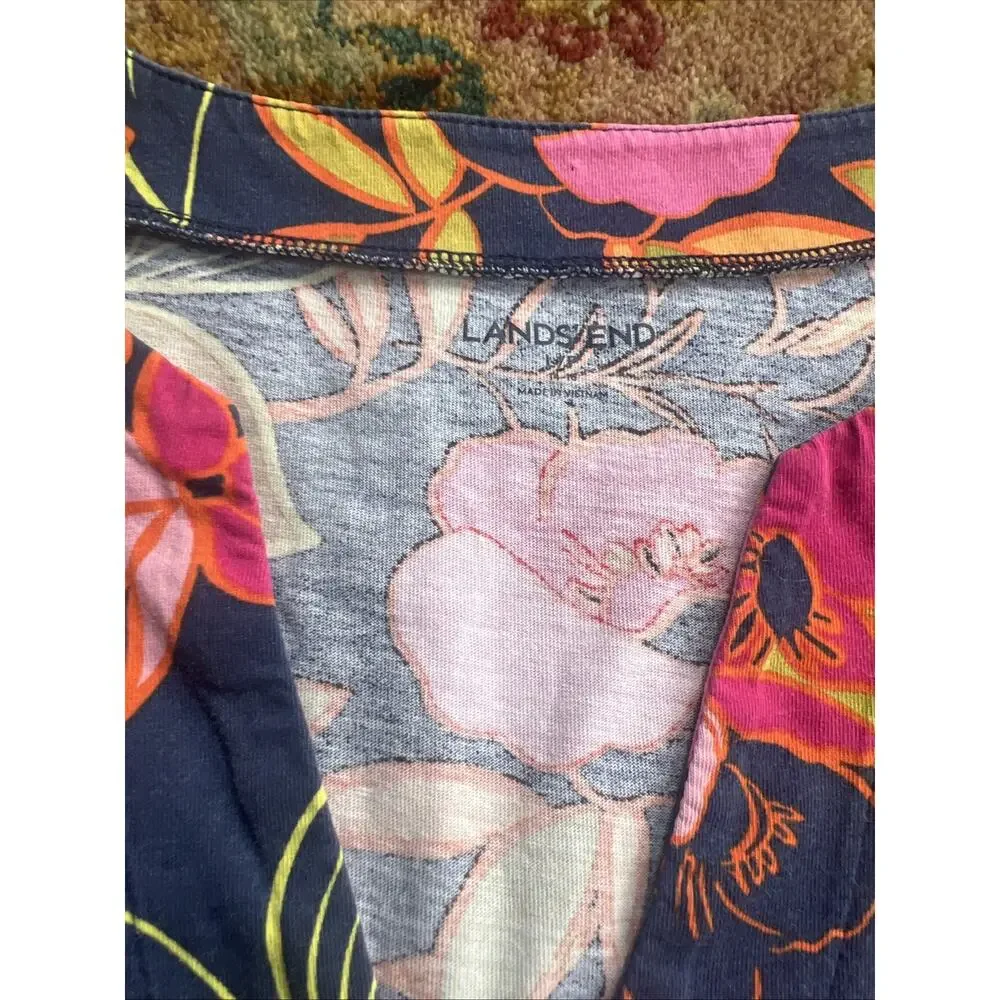 Lands End Swim Cover-Up Tank Sleeveless Tropical Dress Pockets L Petite (14-16) - Picture 6 of 8